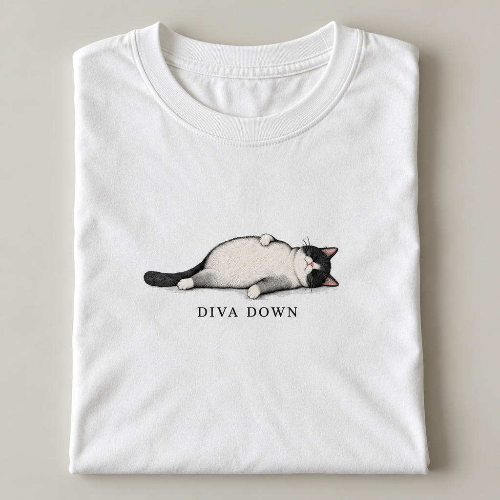 Diva Down Cat Heavyweight t-shirt